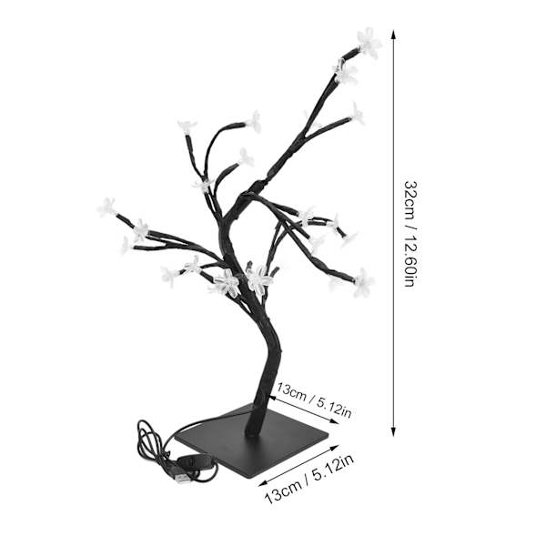 Batteridriven Timer LED-belyst Dekorativt Träd För Körsbärsblom Bonsai Träd, Justerbara Grenar Heminredning Bordslampa, Romantiskt Ljus För Kontor