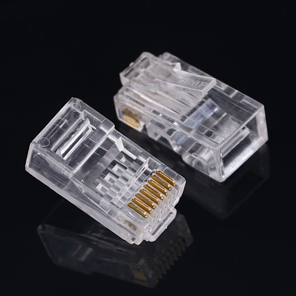 100 stk/pakke Cat6 Cat6a nettverksinternett-kontakt 8P8C RJ45 modulære pluggkabelhoder
