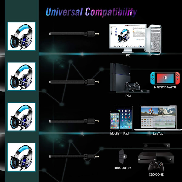Gamingheadset med Humaniserad Design, Multiplattformskompatibel för Xbox One, Omslutande Stereosubwoofer, Högprecisionsljudfält, Brusreducering