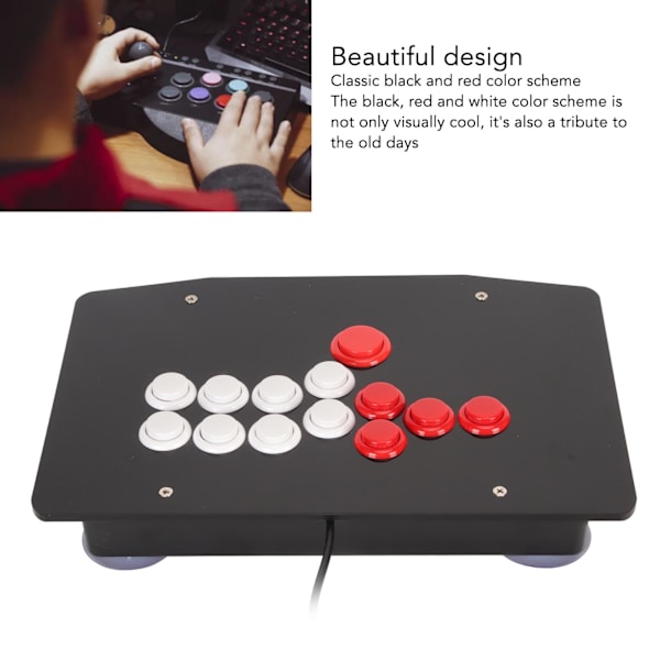 Arcade Fight Stick med USB 2.0-port, 5 riktningsknappar och 8 stora funktionsknappar - Arcade-speljoystick för fighting