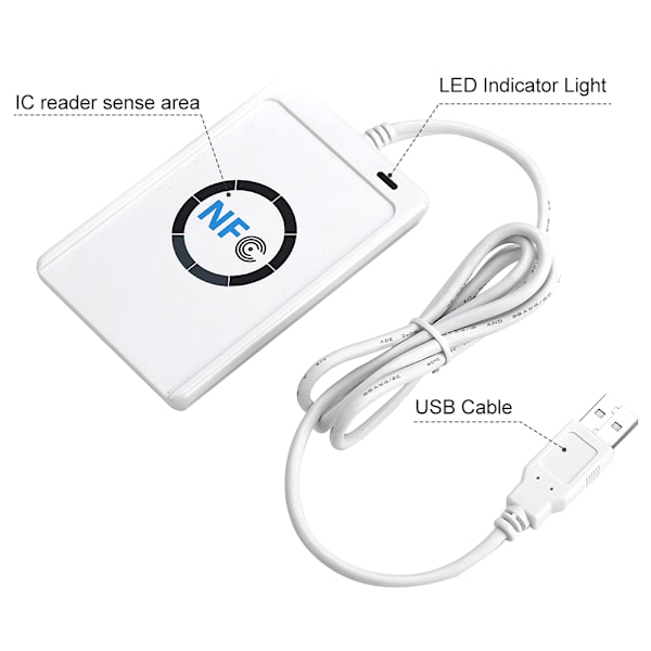 NFC RFID-läsare  Writer ACR122U ISO 14443A / b   Gratis programvara i vitt