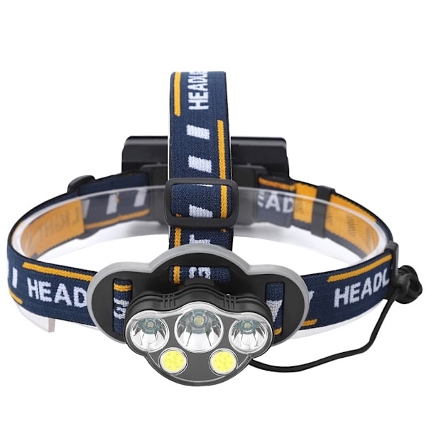 Starkt ljus fiske pannlampa LED+COB utomhus vattentät ficklampa