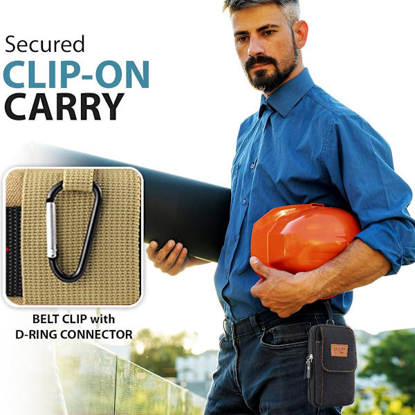 Herrmobil Fanny pack multifunktionell vertikal canvas väska 7 \"stor kapacitet mobiltelefon väska