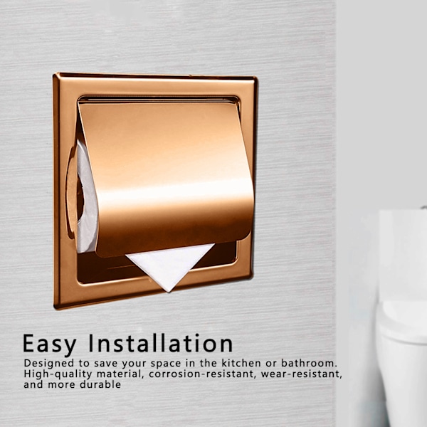 Indbygget stil toiletpapirholder rustfrit stål papirholder toiletrulleholder til hotelbadeværelse rosenguld