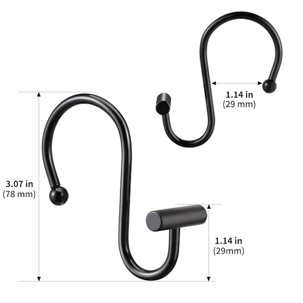 Duschdraperikrokar med T-Bar Design, Högkvalitativ Metall Säkerställer Rostfri Lång Livslängd, Robusta Krokar för Tunga Duschdraperier & Mer, Mångsidig Användning i