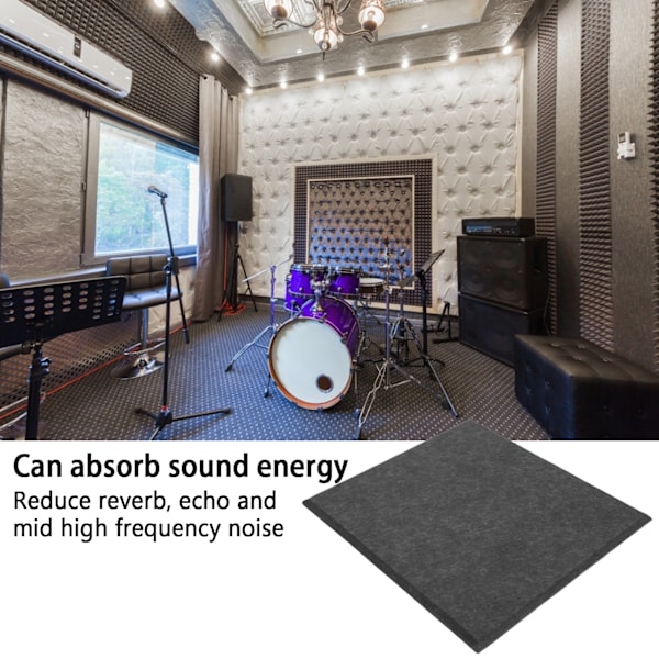 6 stk. Akustisk absorptionspanel Fortykket Reducer Reverb Lydisolerende Polstring Absorber (Sort)