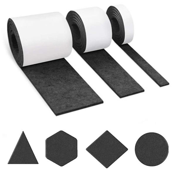3 rullar självhäftande filt för möbler (100cm * 10cm + 100cm * 5cm + 100cm * 2cm) Klipp valfri form, starkt självhäftande glidmatta tejp, för stolar,