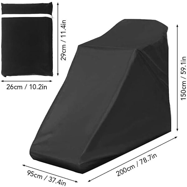 Löpbandsöverdrag i svart 210D Oxfordtyg 200x95x150cm