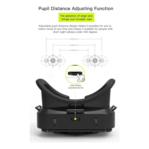 3D-glasögonhjälmar VR-glasögon, HD optiska harts linser Virtual Reality headset för telefon mobiltelefon, justerbart pupillavstånd med flexibel och
