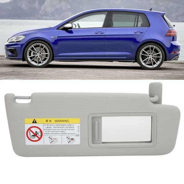 Höger solskydd för bil, inner solskydd, 5GG010029, grå ABS-plast, tygersättning för MK7 2014‑2017