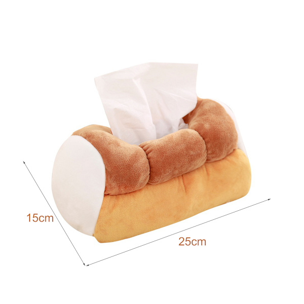 Simulerad Toast Servettbehållare Plysch Bröd Pappershållare Servettbehållare För Hem Bil Café(25*15*15cm)