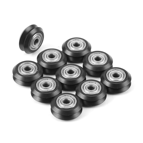 Precisions V-form Hjulset, Slitstarkt POM-material 625 Lager Glidande Grind för Pålitliga CNC 3D-skrivartillämpningar, Svart (10 ST)