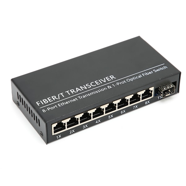 Gigabit Switch 1 Fiber 8 Port Ethernet Single Mode Dual Fiber Adaptiv Gigabitomvandlare för Signalomvandling