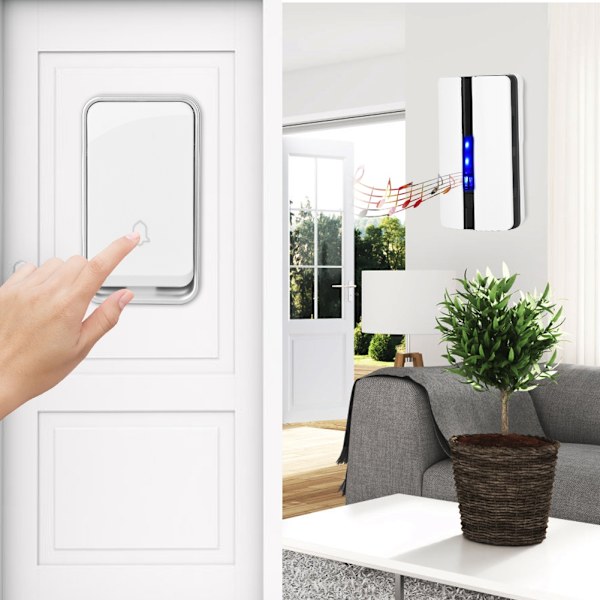Vandtæt trådløs dørklokke digital dørklokke lyd dørklokke AC 110-260V (EU)