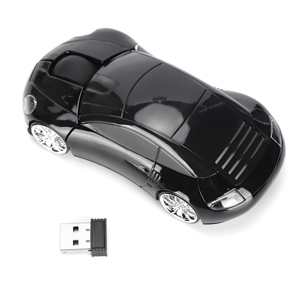 Bærbar mus for bærbar PC, smart bilformet, 2,4G trådløs mus med USB-mottaker for kontor, bærbar PC, nettbrett (svart)