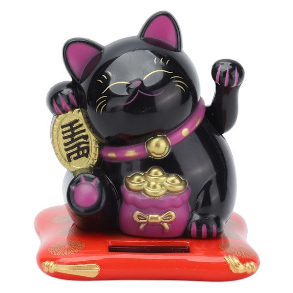 Wealth Welcoming Cat Solar Powered Cute Lucky Cat with Waving Arm for Home Office Car