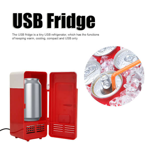 USB-kylskåp isolerad kylning liten bärbar låg decibel energibesparande halvledarkyl kylskåp kylare för bil röd