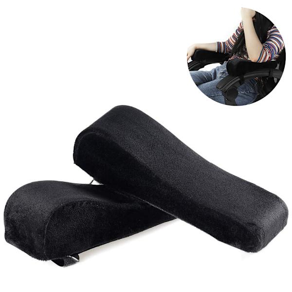 1 par Memory Foam Armlene Kontorstol Armleneputer og Hevede Skrå Armlener - Universelle Putetrekk for Armlener og Albueavlastning black