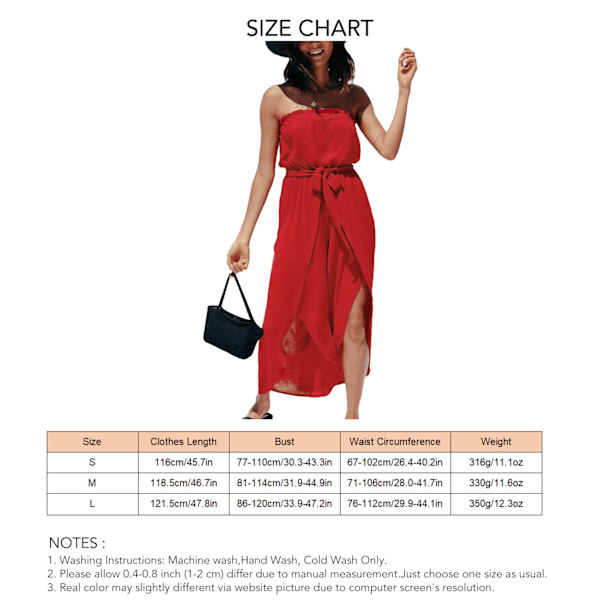 Dam Strapless Toppar Byxor Sommar Mode Elegant Slimmande Elastisk Midja Dam Off Shoulder Toppar Vida Ben Byxor Röd M