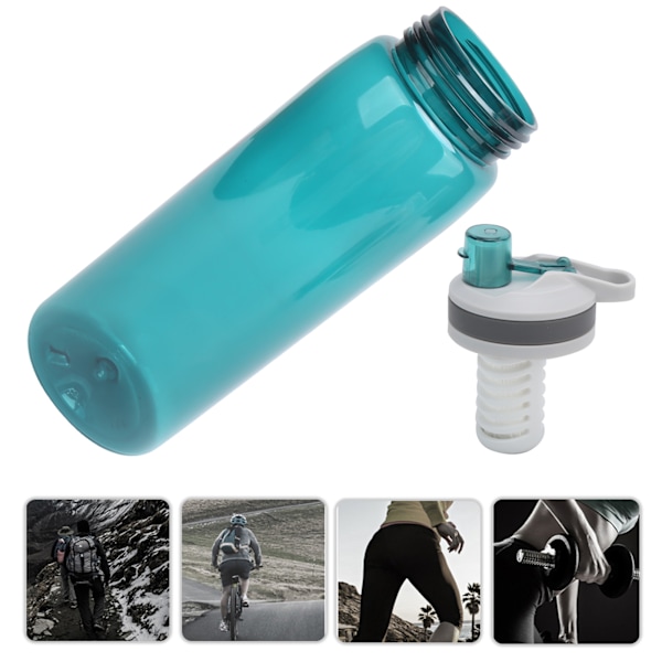 Mörk Cyan Vattenflaska, BPA-FRI Klar Design, Portabelt Filter För Säkert Dricksvatten På Språng, Utomhusäventyr, Beredskap