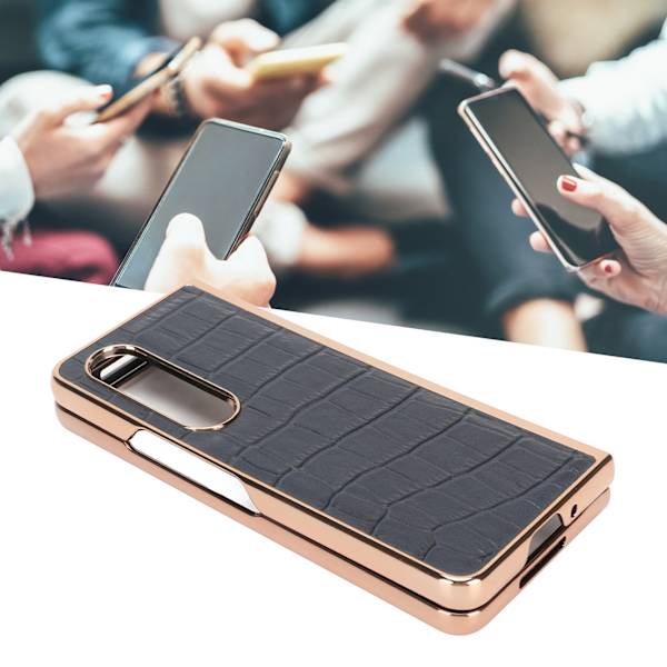 Telefonskal skyddande fodral för Samsung Galaxy Z Fold 4 Nano Plating Krokodil mönster äkta läder reptåligt blått