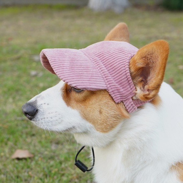 Hatt för husdjur utomhussporter, sommarstrandvisir hundsolhatt med ventilerande öronhål, justerbar rem hundkeps för katter hundar (Rosa, Xs)