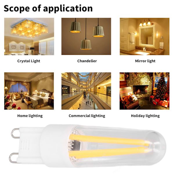 Dimbar G9 LED-lampa, varmvit atmosfär 3W 200Lm energibesparande LED-lampa för ljuskrona takbelysning, långlivad LED-lampa, enkel att installera med