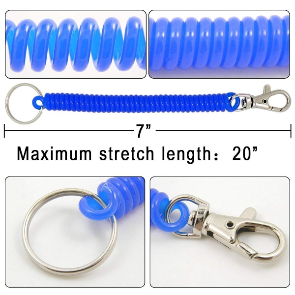 Flexibel Stöldsäker Spiralvajer, Stretch Tether Säkerhetsnyckelring Med Clip, Hög Elastisk Spiral Konstruktion För Automatisk Återgång Till