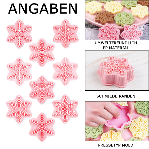 9 stk. snefnug-kageform til udskæring, dekoration og fondantprægning