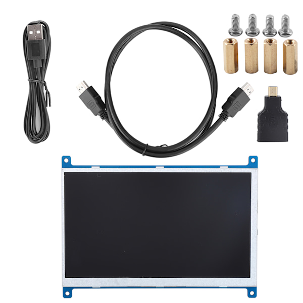7-tums skärm 1024 x 600 HD TFT-skärm för HDMI-ingångsskärm för Raspberry Pi 4B/3B