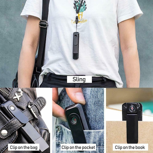 Ingen WiFi-säkerhetskamera, Miniövervakningskamera för 24/7 Loop-inspelning med batteridriven design, 1080P Mikrokamera för övervakning i fickformat