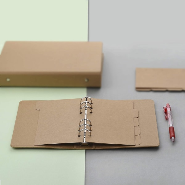 3 set Kraft papper avdelare index sida flik kort för 6-hål ringpärmar anteckningsböcker rese dagbok journal planerare (A5)