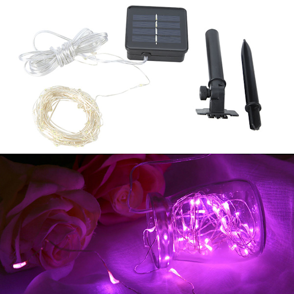 5m 50 LED solenergi-drivna ljusslingor utomhusfestdekoration koppartrådsljusslingor lampa
