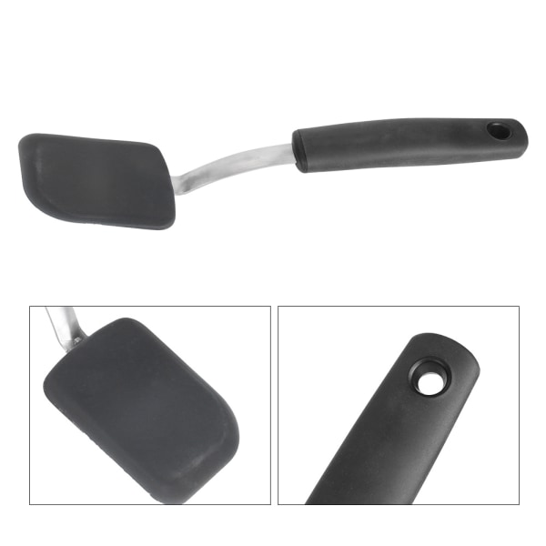 1 st Svart silikon liten Turner Spatel med handtag i rostfritt stål för non-stick köksredskap, 26,5*6,5 cm
