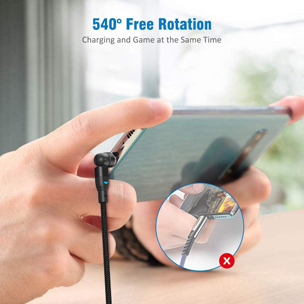 Magnetisk Datakabel Universell Magnetisk Telefonladdare, 3-i-1 Magnetisk USB-kabel, LED-ljus Nylonflätad, Förlängd Längd, Enhandsmanövrering,
