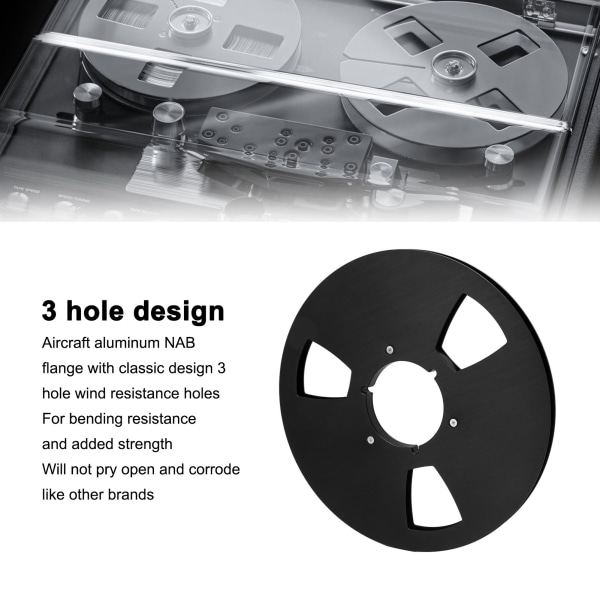 1/4 10,5 tommers tom trommel 3 hull aluminiumlegering universell åpningsmaskindel lydtapeopptaksrulle for Pioneer
