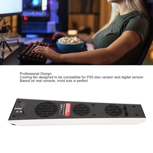 Pelikonsolin jäähdytystuuletin Ammattimainen Tehokas Hiljainen USB3.0 Hub Ulkoinen jäähdytystuuletin PS5 Disc ja Digital Edition