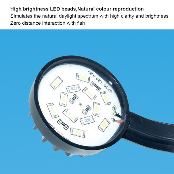 LED-akvaariovalo, monitoiminen, korkea kirkkaus, energiansäästö, täyden spektrin LED-akvaarion kiinnikevalaisin, 5 W, musta