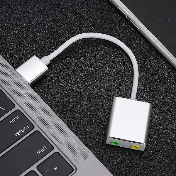 Eksternt USB 2.0 lydkort 3D virtuell 7.1 kanals lydadapter 3,5 mm for telefon PC bærbar PC