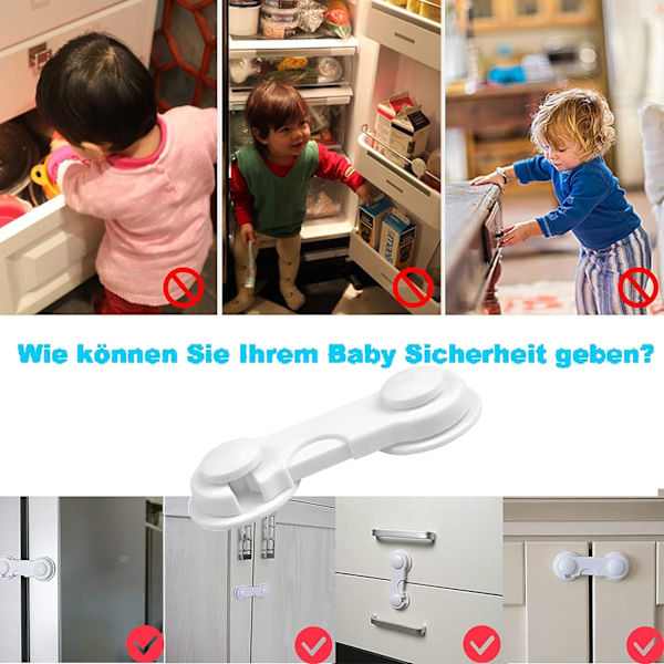 Børnesikringsskab, [10 stk.] Hvid Baby Skuffesikring
