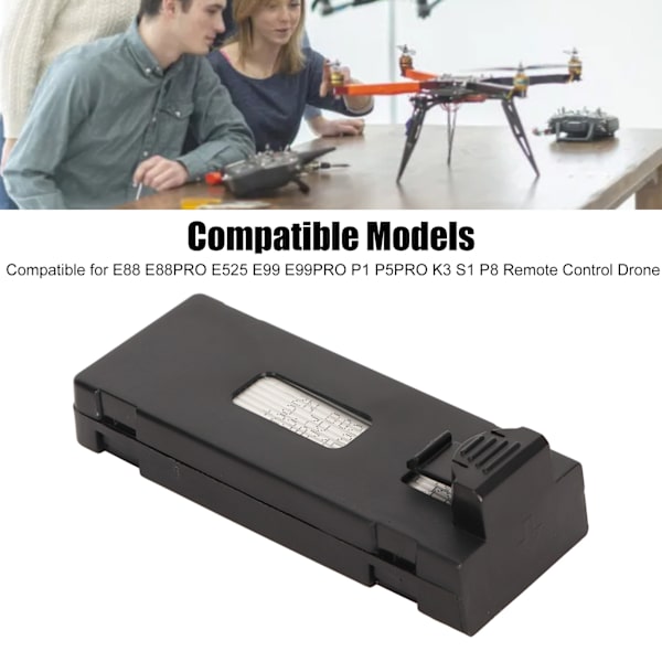 3.7V 2600mAh RC Drone Batteri Ersättning RC UAV Batteri för E88 E88PRO E525 E99 E99PRO P1 P5PRO K3 S1 P8