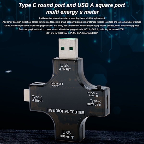 USB-strömmätare testare USB C testare med färgad IPS digital skärm för laddare ström mobil ström batteri kapacitet