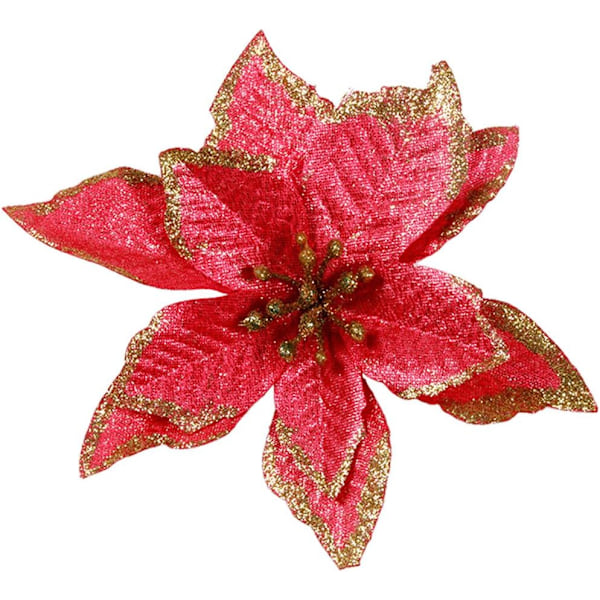 Konstgjorda Julstjärneblommor, Glittrande Julgransdekorationer, Enkel Dekor Glittrig Julstjärna För Julkrans Bröllop Julgran