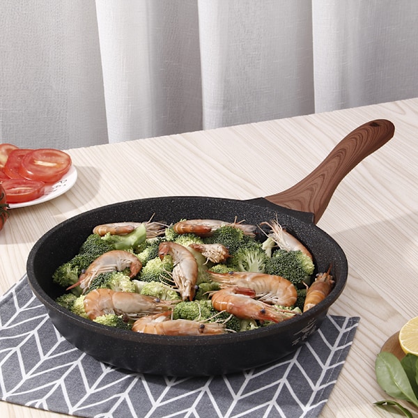 Giftfri Keramisk Beläggning Stekpanna, Schweizisk Non-Stick Beläggning för Enkel Matlossning & Enkel Rengöring, Värmebeständigt Bakelithandtag, PFOA-fri