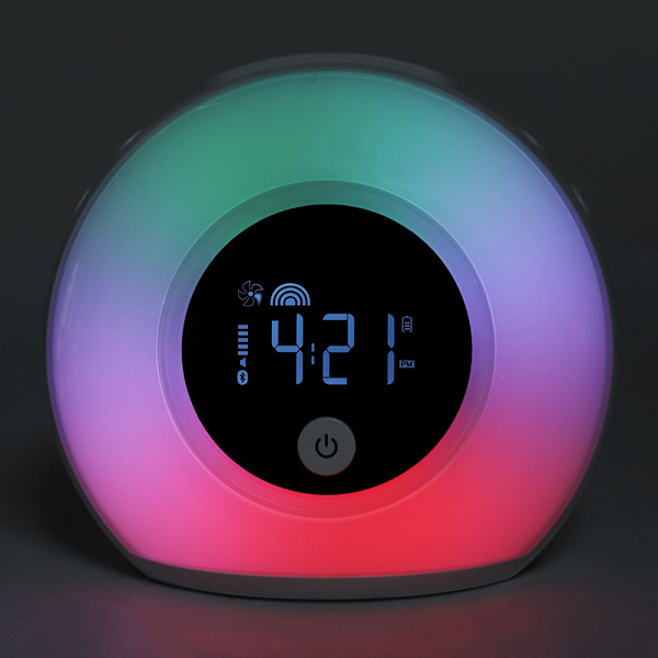 Färgglad Väckarklocka med Andningslampa Barn Bluetooth Högtalare Bordlampa Alarmklocka för Sovrum