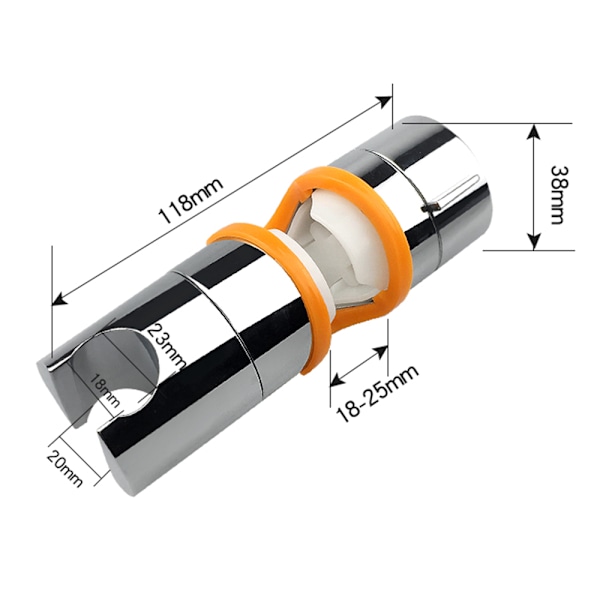 Justerbar duschhuvudhållare för skjutstång, universell 18-25MM O.D. skena huvudfästehållare för skjutstångsreglage badrum ersättning 360