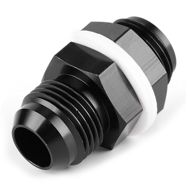 AN10 Bränslecell Bulkhead-koppling med PTFE-bricka Låsmutter CNC Aluminium Svart Anodiserad