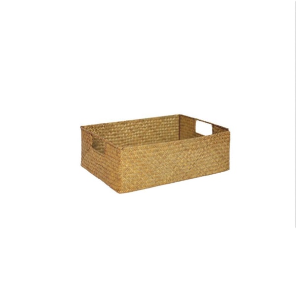 Handmade Seaweed Storage Basket Woven Storage Box with Handle for Home Kitchen Office