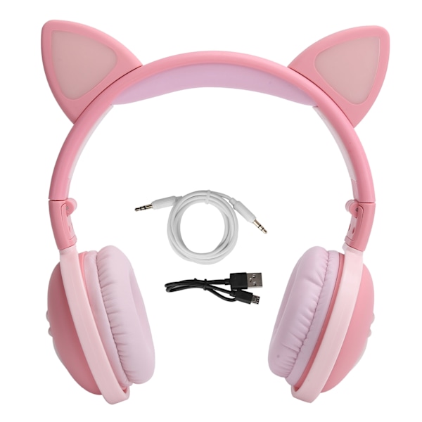 Cute Cat Ear Glowing Wireless Bluetooth Headphone HIFI Sports Folding Headset with Led Light