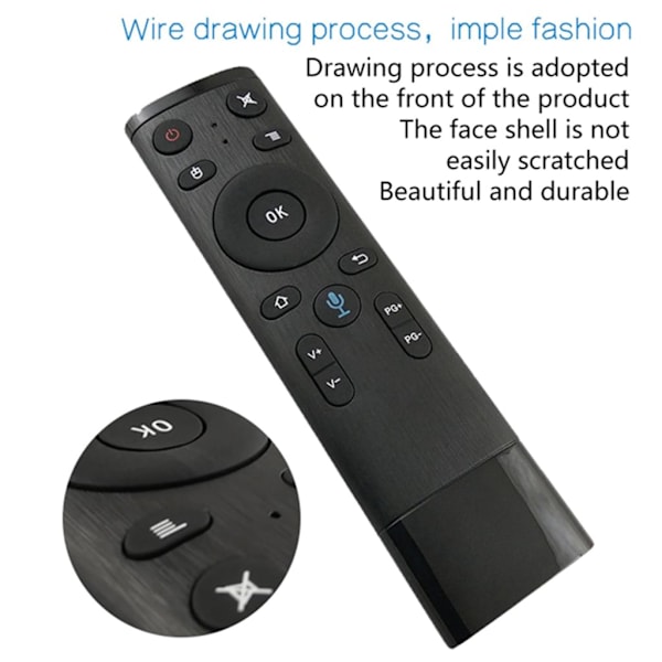 Langaton kaukosäädin 2.4G USB-vastaanottimella, ääni syöttö älytelevisiolle Android TV Box HTPC PC Projektori Musta